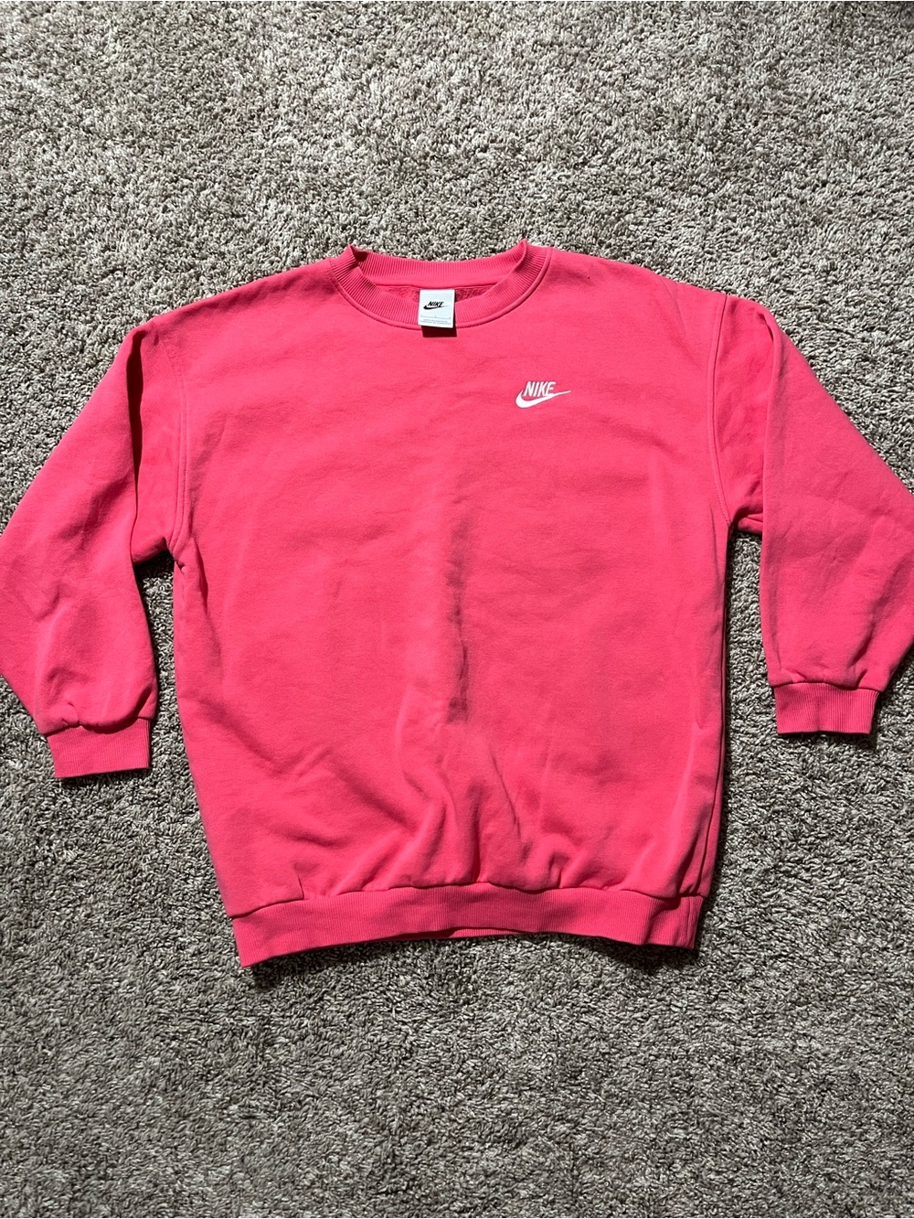 Nike Youth Girls Sportswear Club Fleece Hot Pink Crewneck Sweatshirt Size Large